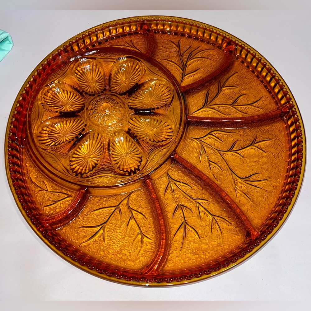 Indiana Glass amber relish and egg plate